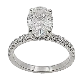 Monaco Jewelers Rings 18K White Gold 184ct Engagement Ring with Lab Grown Oval Diamond
