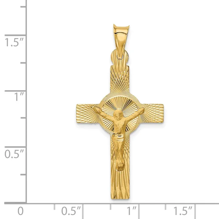 Necklaces 14k Yellow Gold 205 mm Polished Satin and DC Crucifix Pendant 191 grams Qgold Necklaces 14k Yellow Gold 205 mm Polished Satin and DC Crucifix Pendant 191 grams Qgold