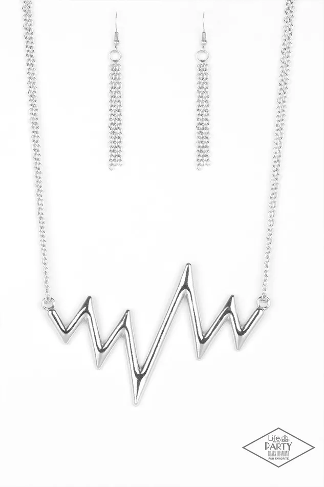 Necklaces In a Heartbeat Paparazzi Silver ZigZag Necklace Life of the Party 2018 Black Diamon Exclusive Paparazzi Accessories Necklaces In a Heartbeat Paparazzi Silver ZigZag Necklace Life of the Party 2018 Black Diamon Exclusive Paparazzi Accessories