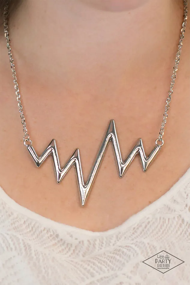 Necklaces In a Heartbeat Paparazzi Silver ZigZag Necklace Life of the Party 2018 Black Diamon Exclusive Paparazzi Accessories Necklaces In a Heartbeat Paparazzi Silver ZigZag Necklace Life of the Party 2018 Black Diamon Exclusive Paparazzi Accessories