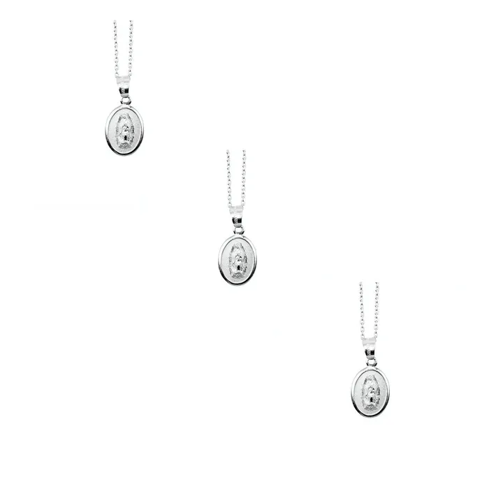 Necklaces MEXICO Silver Guadalupe Medal Mini Oval Necklace 18inch