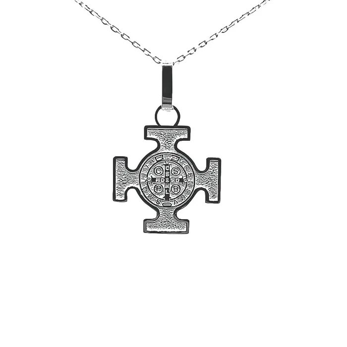 Necklaces MEXICO Silver Saint Benedict Medal Cross Necklace 18inch