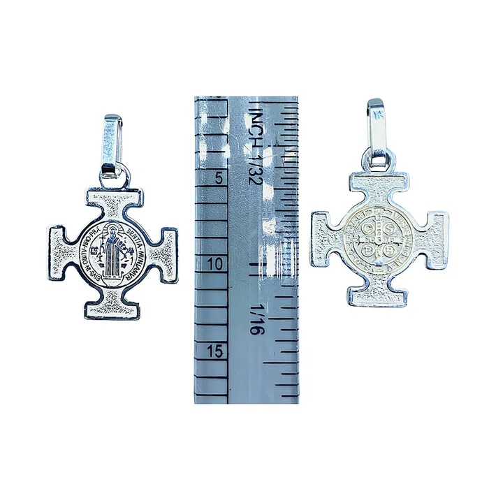 Necklaces MEXICO Silver Saint Benedict Medal Cross Necklace 18inch