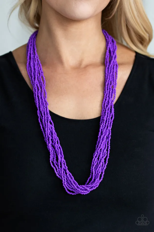 Necklaces Paparazzi Accessories Congo Colada Purple Seed Bead Layered Necklace