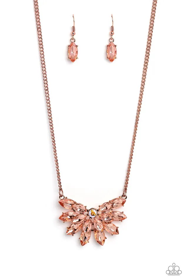 Necklaces Paparazzi Accessories Frosted Florescence Copper and Iridescent Gem Short Necklace Paparazzi