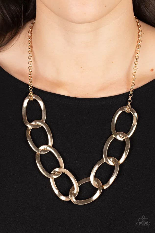 Necklaces Paparazzi Accessories Ive got the Power Gold Large Link Necklace Paparazzi