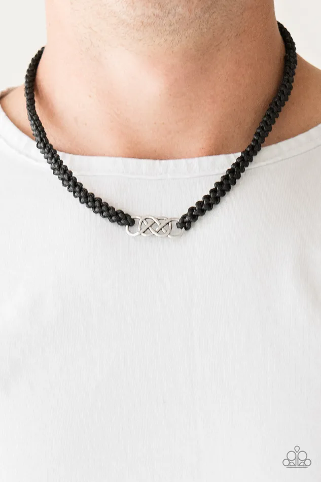 Necklaces Paparazzi Accessories Just In MARITIME Black Cord Silver Infinity Charm Urban Necklace
