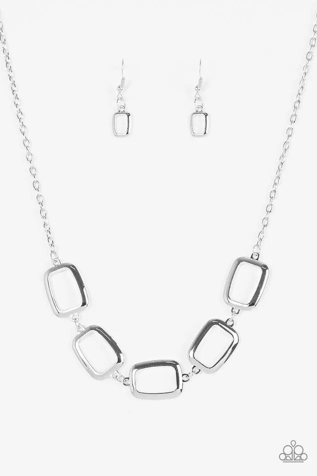 Necklaces Paparazzi Accessories Paparazzi Gorgeously Geometric Silver Necklace