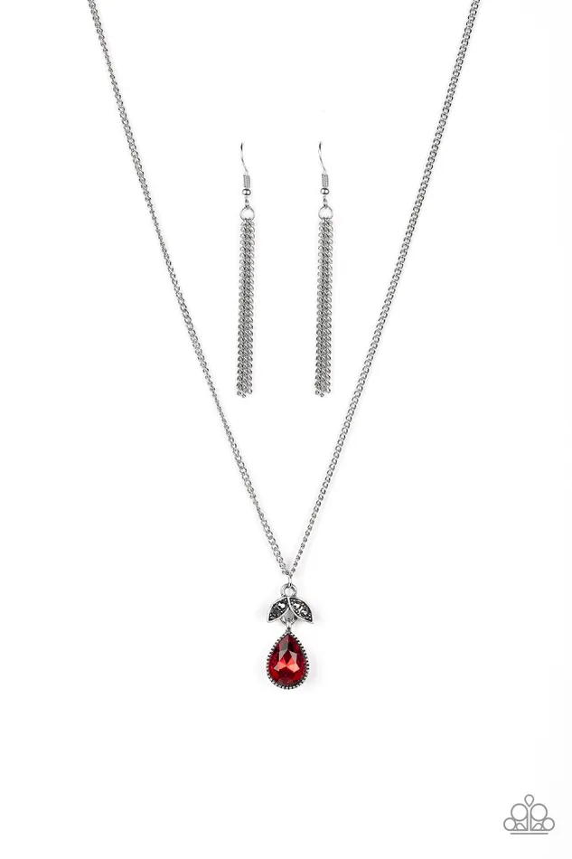 Necklaces Paparazzi Accessories Paparazzi Nice to Meet You Red Teardrop Hematite Leaf Silver Pendant Necklace Necklaces Paparazzi Accessories Paparazzi Nice to Meet You Red Teardrop Hematite Leaf Silver Pendant Necklace