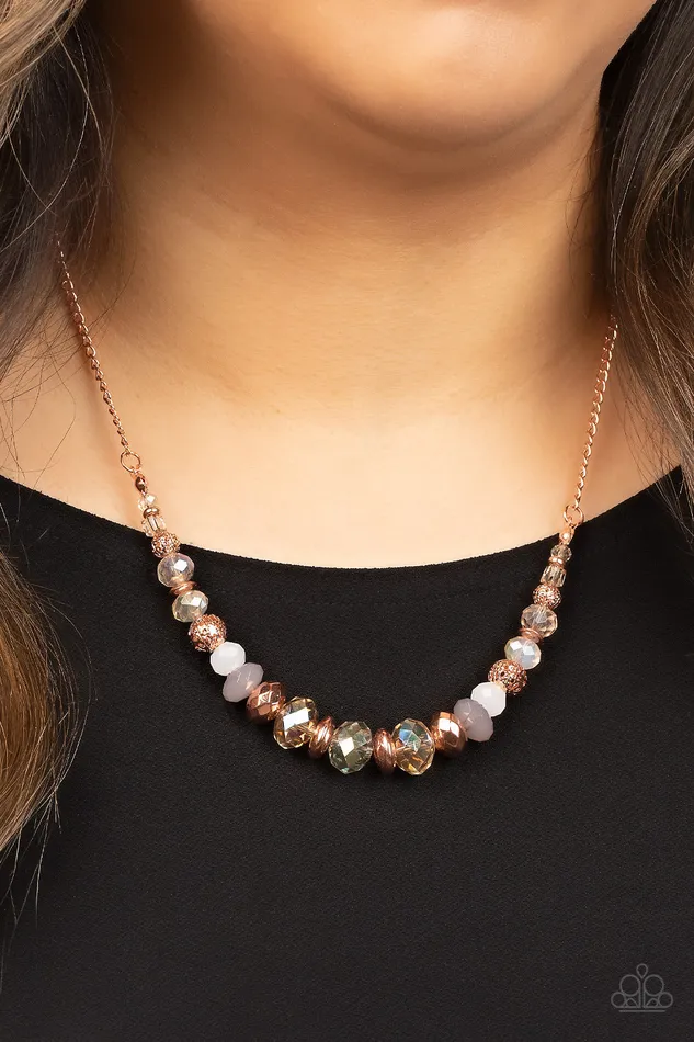 Necklaces Paparazzi Accessories Turn Up The Tea Lights Copper Iridescent Bead Necklace Paparazzi