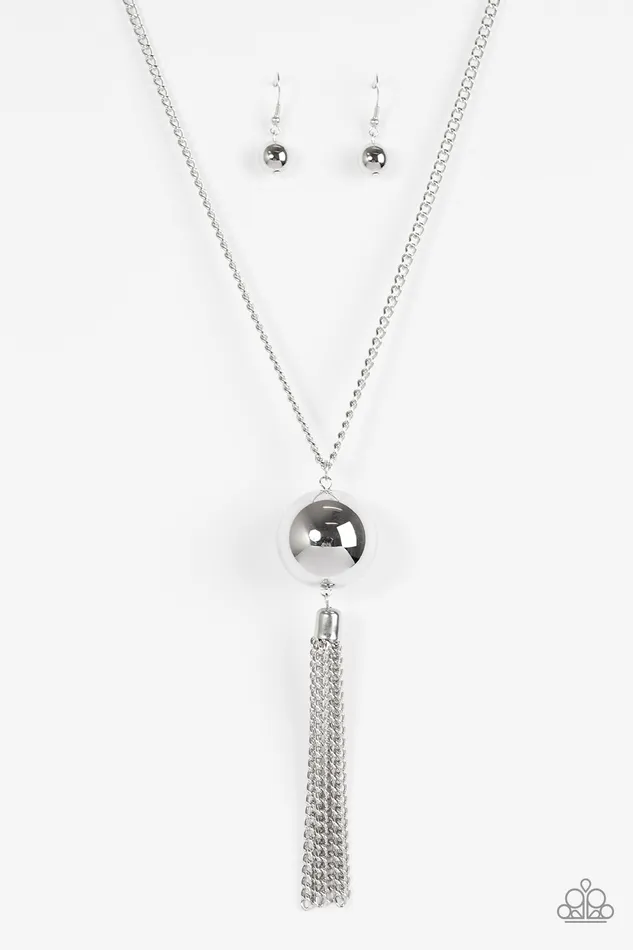 Necklaces Paparazzi Big Baller Silver Sphere Tassel Necklace Paparazzi Accessories Necklaces Paparazzi Big Baller Silver Sphere Tassel Necklace Paparazzi Accessories