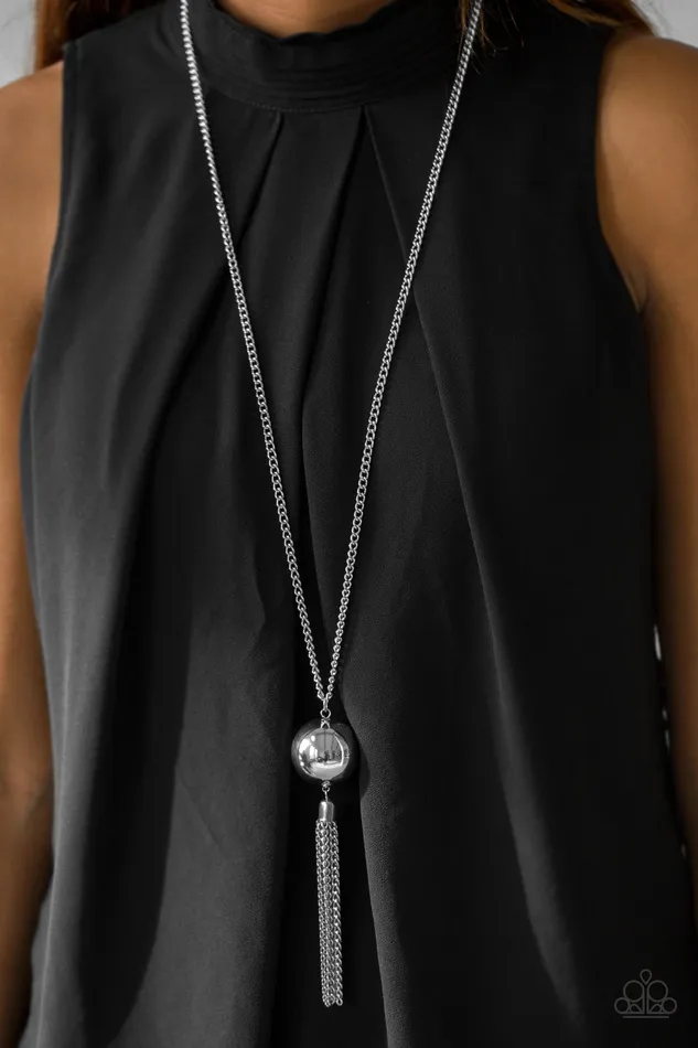 Necklaces Paparazzi Big Baller Silver Sphere Tassel Necklace Paparazzi Accessories Necklaces Paparazzi Big Baller Silver Sphere Tassel Necklace Paparazzi Accessories