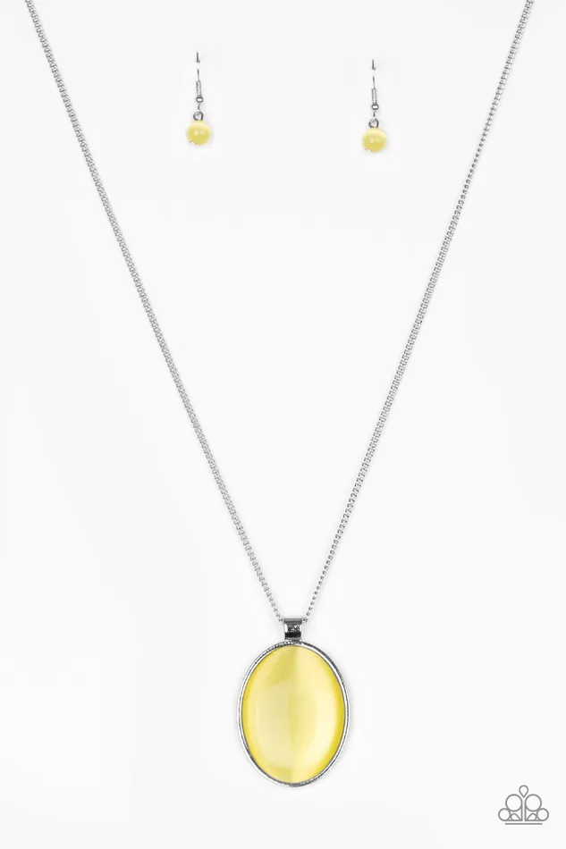 Necklaces Paparazzi Pretty Poppin Yellow Cats Eye Moonstone Oval Pendant Necklace Paparazzi Accessories Necklaces Paparazzi Pretty Poppin Yellow Cats Eye Moonstone Oval Pendant Necklace Paparazzi Accessories