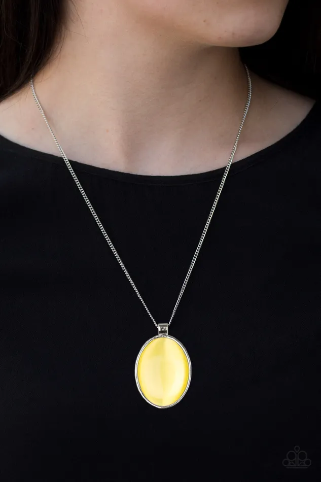 Necklaces Paparazzi Pretty Poppin Yellow Cats Eye Moonstone Oval Pendant Necklace Paparazzi Accessories Necklaces Paparazzi Pretty Poppin Yellow Cats Eye Moonstone Oval Pendant Necklace Paparazzi Accessories
