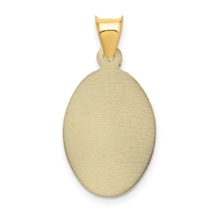Necklaces Qgold 14k Yellow Gold 13 mm Polished DC Sagrado Corazon Oval Pendant 131 grams