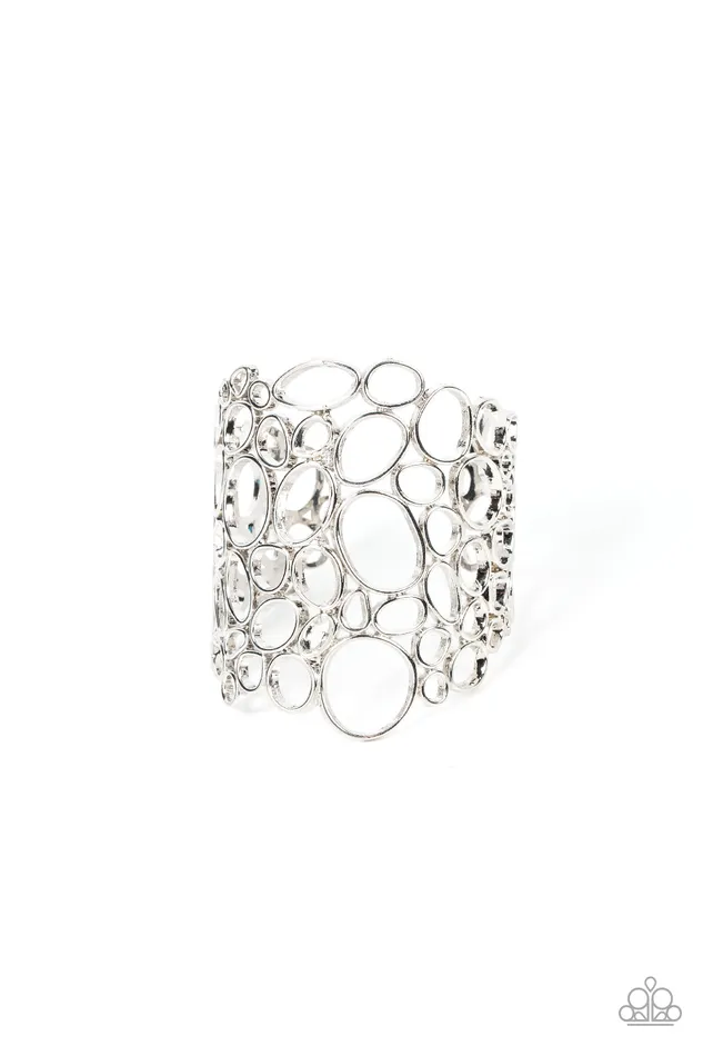 Paparazzi Accessories All Turned Around Silver Oval Cuff Bracelet Paparazzi Bracelets
