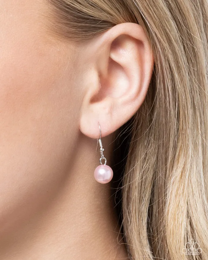 Paparazzi Accessories Beautiful Boutique Pink Pearl Iridescent Rhinestone Short Necklace Paparazzi Necklaces