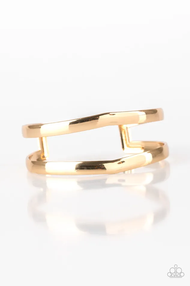 Paparazzi Accessories Bracelets Paparazzi Palm Trees and Pyramids Gold Bar Cuff Bracelet