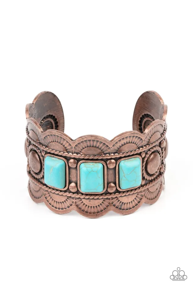 Paparazzi Accessories Bracelets Rio Rancho Retreat Copper Turquoise Stone Cuff Bracelet Paparazzi