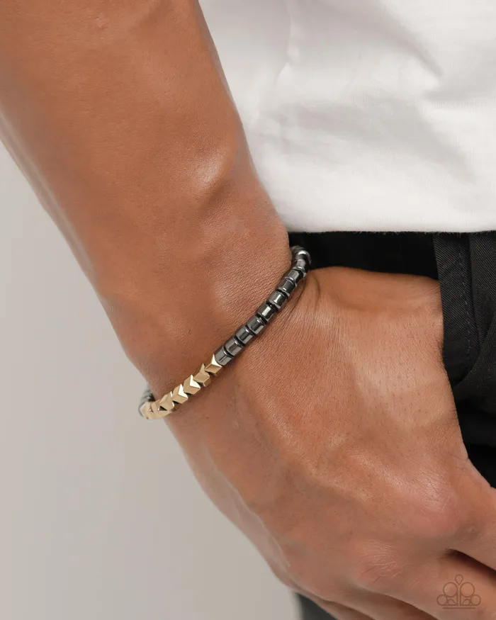 Paparazzi Accessories Cubed Cache Black and Gold Urban Bracelet Paparazzi Bracelets