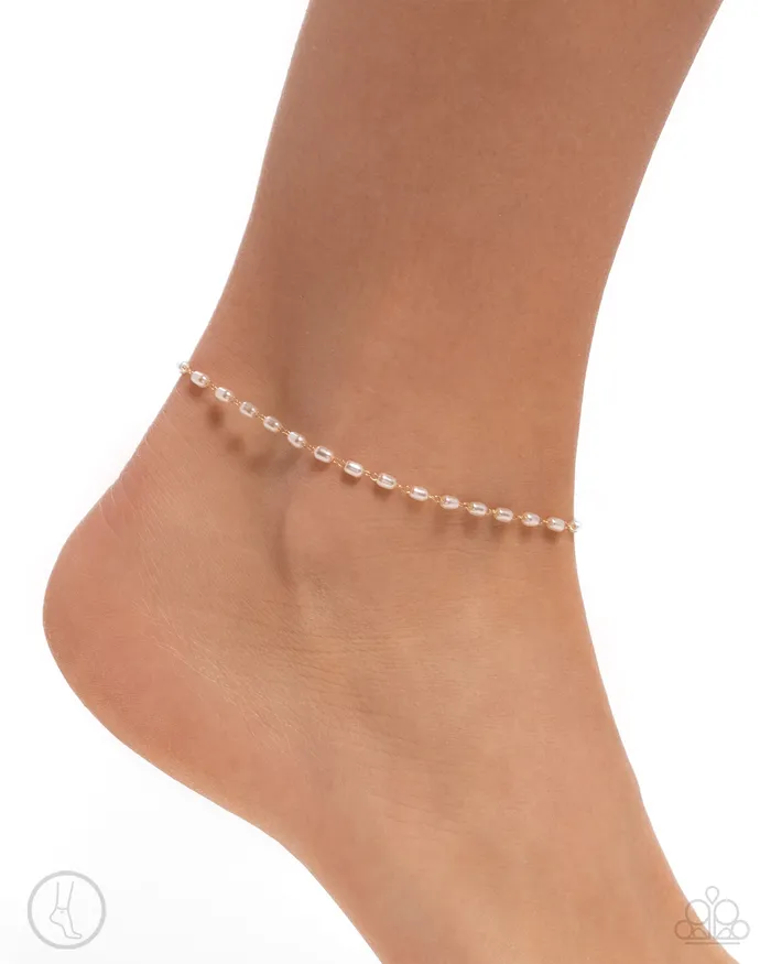 Paparazzi Accessories Earrings Pearl Purpose Gold White Pearl Anklet Paparazzi