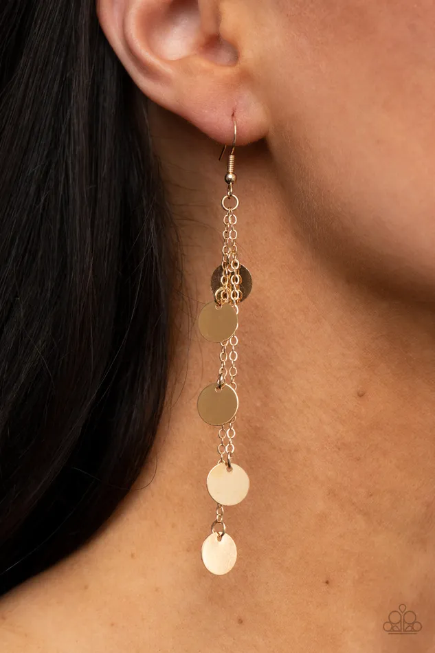 Paparazzi Accessories Earrings Take A Good Look Gold Disc Dangle Earrings Paparazzi