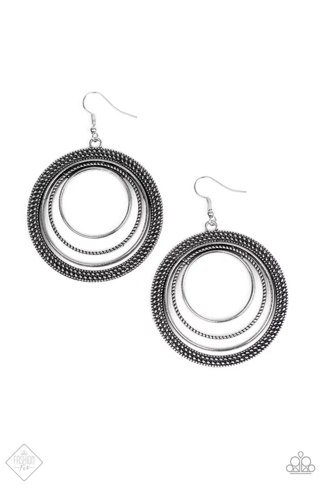 Paparazzi Accessories Earrings Totally Textured Paparazzi Silver Nested Hoop Earrings Fashion Fix March 2019 Exclusive