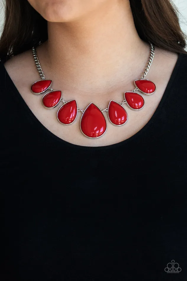 Paparazzi Accessories Necklaces Drop Zone Paparazzi Red Teardrop Bead Silver Necklace Paparazzi Accessories Necklaces Drop Zone Paparazzi Red Teardrop Bead Silver Necklace