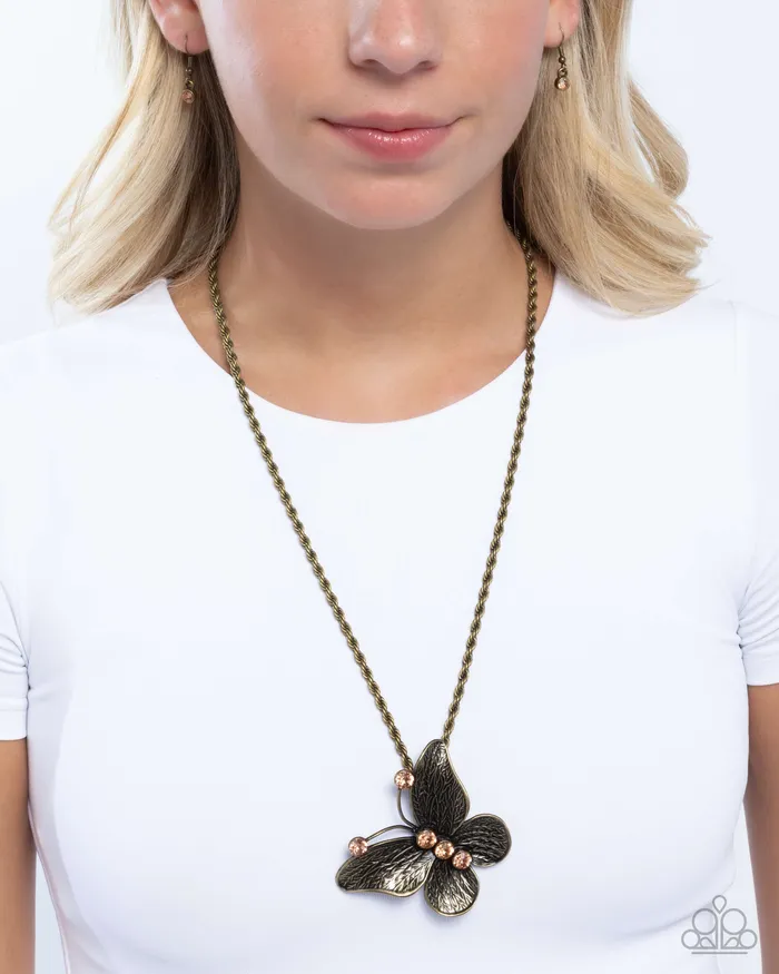 Paparazzi Accessories Necklaces Flight Test Brass Butterfly Short Necklace Paparazzi