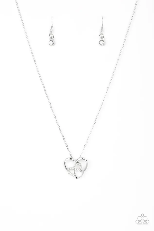 Paparazzi Accessories Necklaces Follow Your HEARTTHROB Paparazzi White Rhinestone Silver Heart Pendant Necklace Paparazzi Accessories Necklaces Follow Your HEARTTHROB Paparazzi White Rhinestone Silver Heart Pendant Necklace