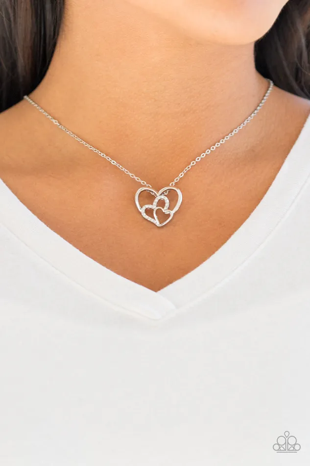 Paparazzi Accessories Necklaces Follow Your HEARTTHROB Paparazzi White Rhinestone Silver Heart Pendant Necklace Paparazzi Accessories Necklaces Follow Your HEARTTHROB Paparazzi White Rhinestone Silver Heart Pendant Necklace