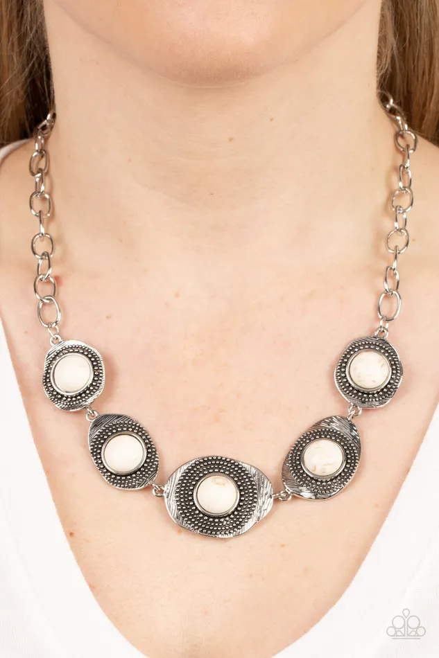 Paparazzi Accessories Necklaces Homestead Harmony White Stone Silver Necklace Paparazzi
