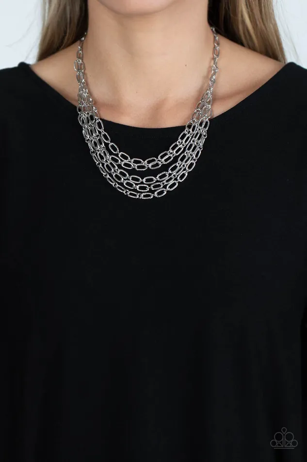 Paparazzi Accessories Necklaces House of CHAIN Silver Layered Chain Necklace Paparazzi