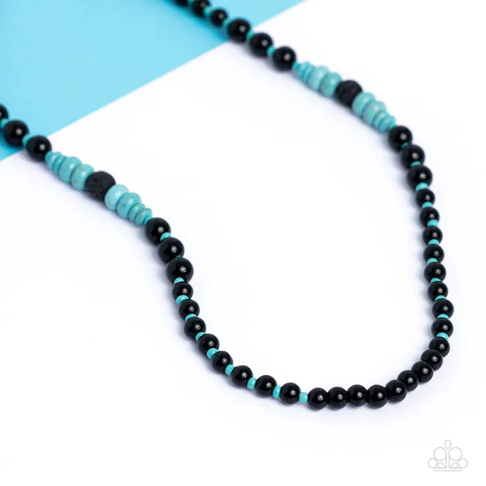 Paparazzi Accessories Necklaces Legendary Lava Blue Turquoise Black Lava Bead Urban Necklace Paparazzi