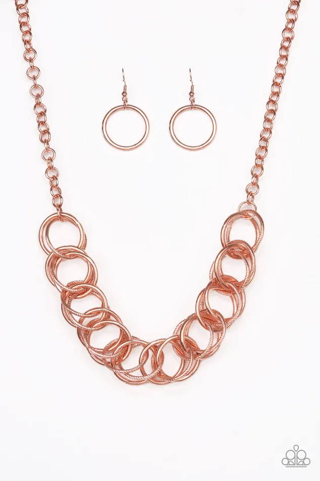 Paparazzi Accessories Necklaces Paparazzi Heavy Metal Hero Copper Ring Chain Statement Necklace Paparazzi Accessories Necklaces Paparazzi Heavy Metal Hero Copper Ring Chain Statement Necklace