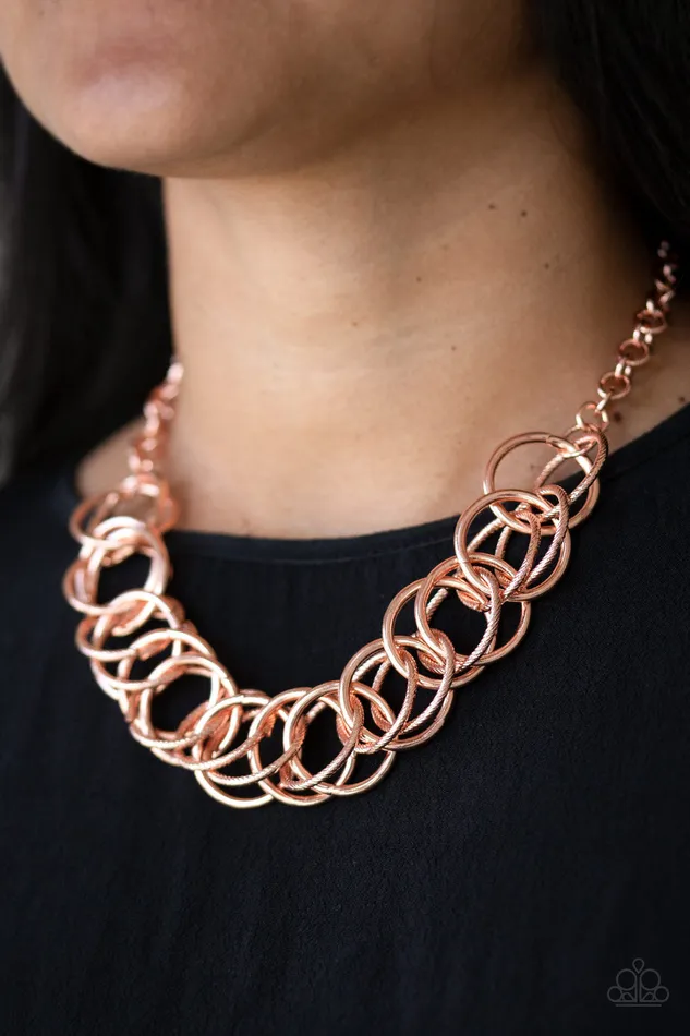 Paparazzi Accessories Necklaces Paparazzi Heavy Metal Hero Copper Ring Chain Statement Necklace Paparazzi Accessories Necklaces Paparazzi Heavy Metal Hero Copper Ring Chain Statement Necklace