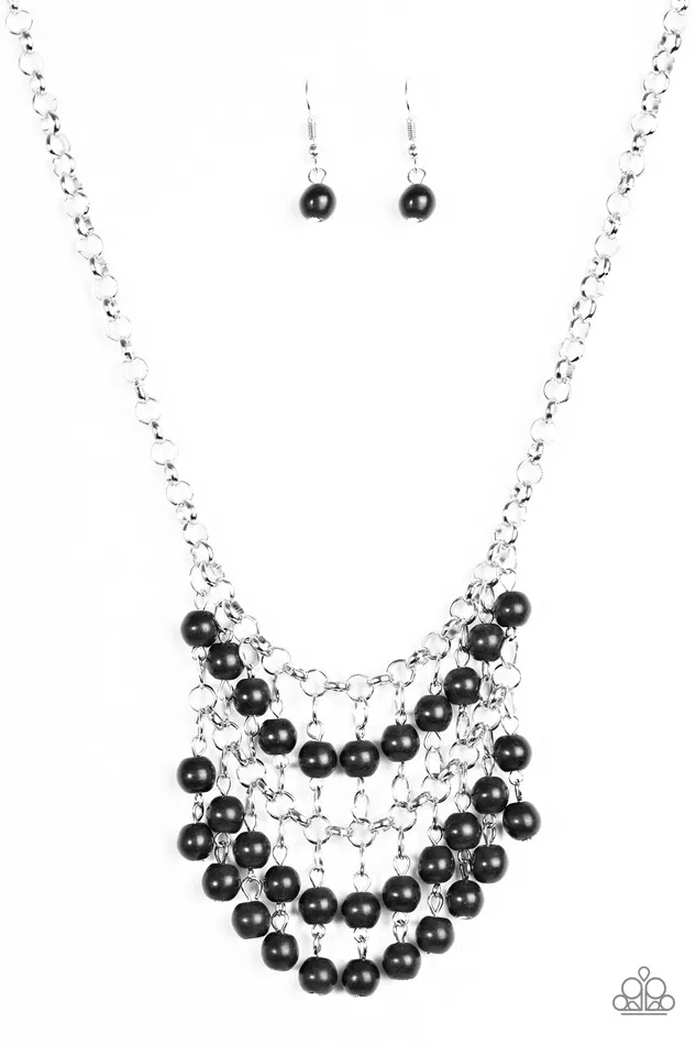 Paparazzi Accessories Necklaces Paparazzi Jurassic Park Party Black Bead Silver Net Necklace Paparazzi Accessories Necklaces Paparazzi Jurassic Park Party Black Bead Silver Net Necklace