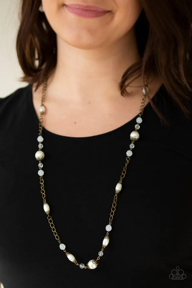 Paparazzi Accessories Necklaces Paparazzi Magnificently Milan Brass White Pearl Bead Necklace Paparazzi Accessories Necklaces Paparazzi Magnificently Milan Brass White Pearl Bead Necklace