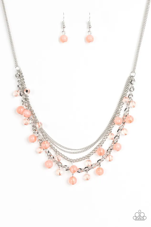 Paparazzi Accessories Necklaces Paparazzi Ocean Odyssey Orange Peach Silver Necklace Paparazzi Accessories Necklaces Paparazzi Ocean Odyssey Orange Peach Silver Necklace