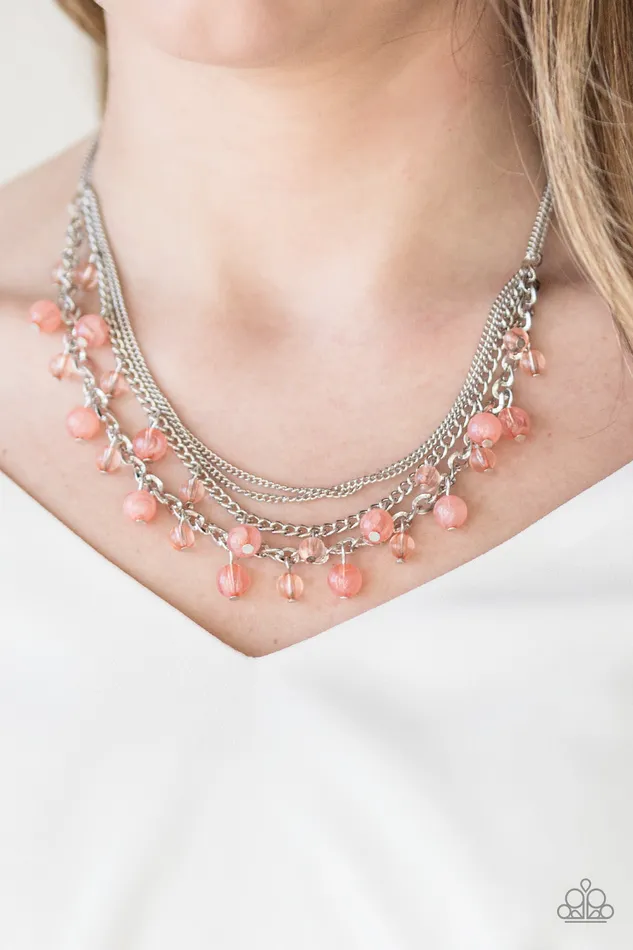 Paparazzi Accessories Necklaces Paparazzi Ocean Odyssey Orange Peach Silver Necklace Paparazzi Accessories Necklaces Paparazzi Ocean Odyssey Orange Peach Silver Necklace