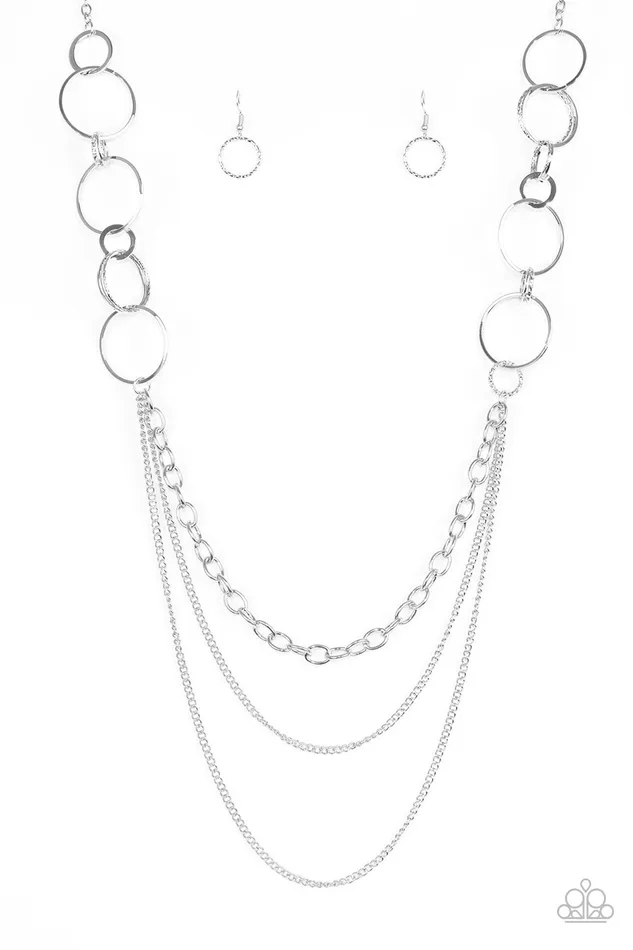 Paparazzi Accessories Necklaces Paparazzi Ring Down the House Silver Hoop Necklace Paparazzi Accessories Necklaces Paparazzi Ring Down the House Silver Hoop Necklace