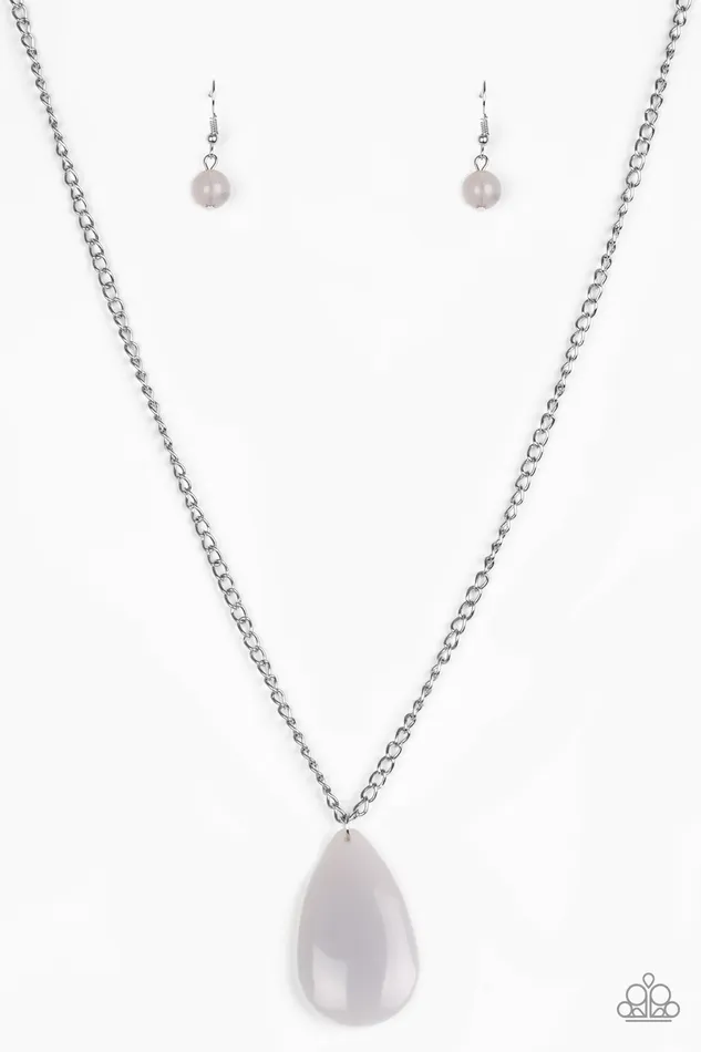 Paparazzi Accessories Necklaces Paparazzi So PopYOUlar Silver Gray Teardrop Pendant Necklace Paparazzi Accessories Necklaces Paparazzi So PopYOUlar Silver Gray Teardrop Pendant Necklace