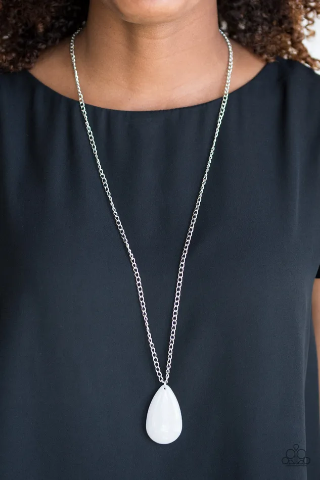Paparazzi Accessories Necklaces Paparazzi So PopYOUlar Silver Gray Teardrop Pendant Necklace Paparazzi Accessories Necklaces Paparazzi So PopYOUlar Silver Gray Teardrop Pendant Necklace