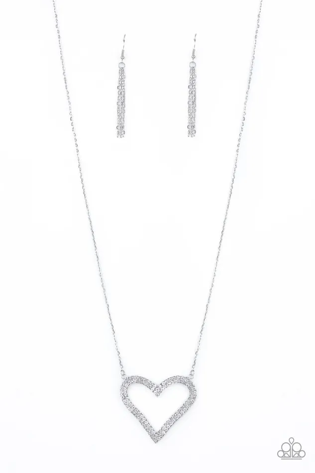 Paparazzi Accessories Necklaces Pull Some Heartstrings Paparazzi White Rhinestone Heart Silver Pendant Necklace Paparazzi Accessories Necklaces Pull Some Heartstrings Paparazzi White Rhinestone Heart Silver Pendant Necklace