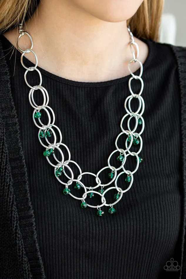 Paparazzi Accessories Yacht Tour Green Bead Silver Necklace Paparazzi Necklaces