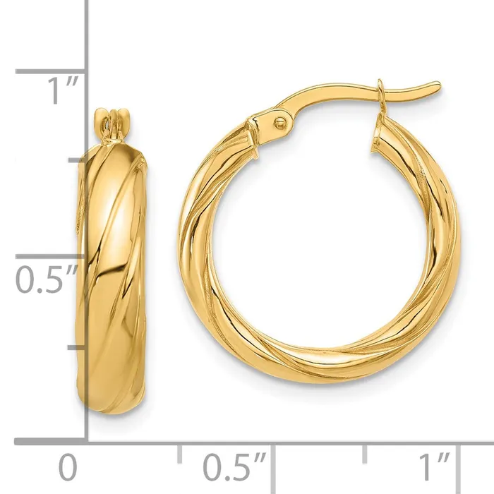Qgold 14k Yellow Gold 197 mm Polished and Textured Hoop Earrings 198 grams Earrings Qgold 14k Yellow Gold 197 mm Polished and Textured Hoop Earrings 198 grams Earrings