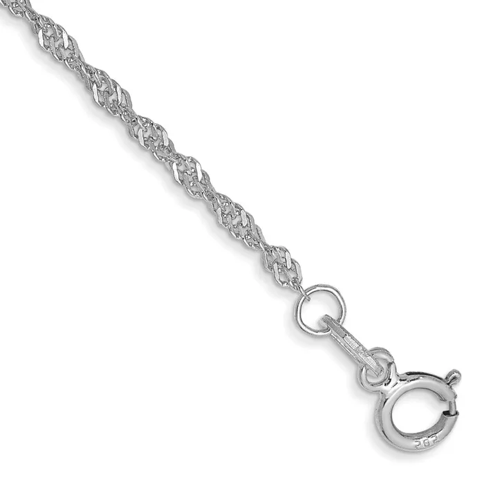 Qgold Bracelets 14k WG 14mm Singapore Chain Bracelet 070 grams