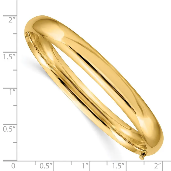 Qgold Bracelets 14k Yellow Gold 8 mm 516 Oversize High Polished Hinged Bangle Bracelet 983 grams Qgold Bracelets 14k Yellow Gold 8 mm 516 Oversize High Polished Hinged Bangle Bracelet 983 grams