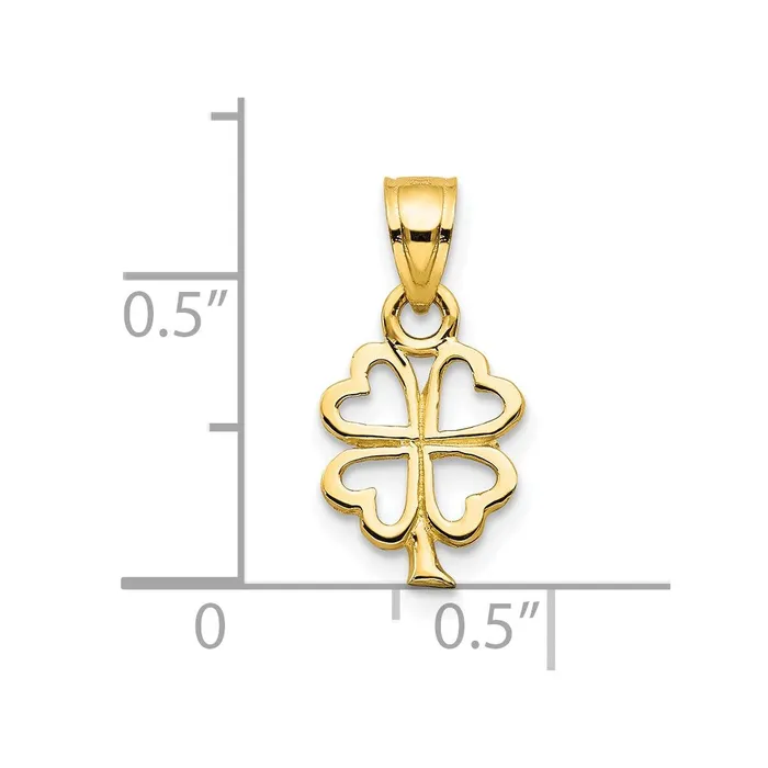 Qgold Charm Necklaces 10k Yellow Gold 16 mm Four Leaf Clover Charm 042 grams