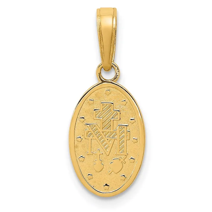 Qgold Charm Necklaces 14k Yellow Gold 8 mm Miraculous Medal Charm 104 grams